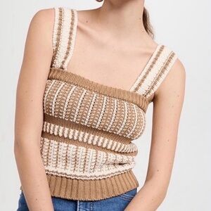 Veronica Beard Voya knit tank cream and tan, size L